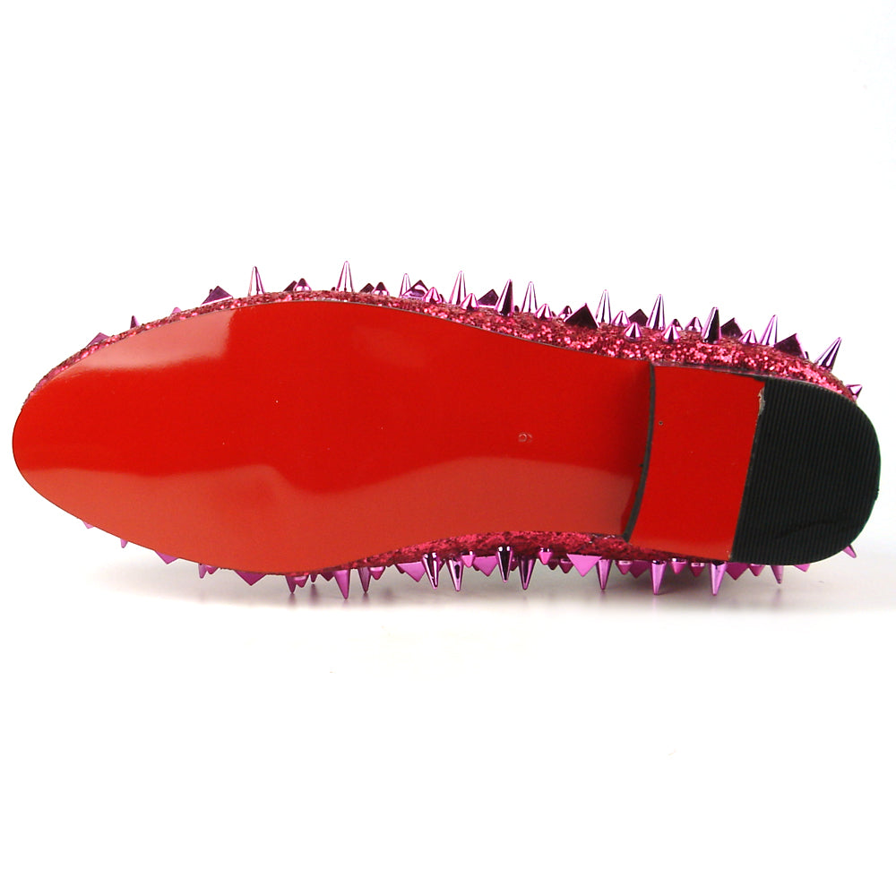 FI-7239 Rose Glitter Rose Spikes Slip on Loafer Fiesso by Aurelio Garcia
