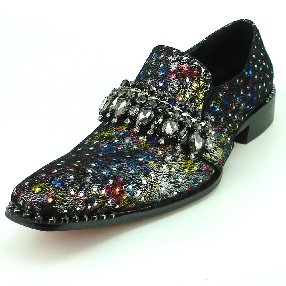 FI-7287-2 Multi Color With Rhinestones Slip on Loafer Fiesso by Aurelio Garcia