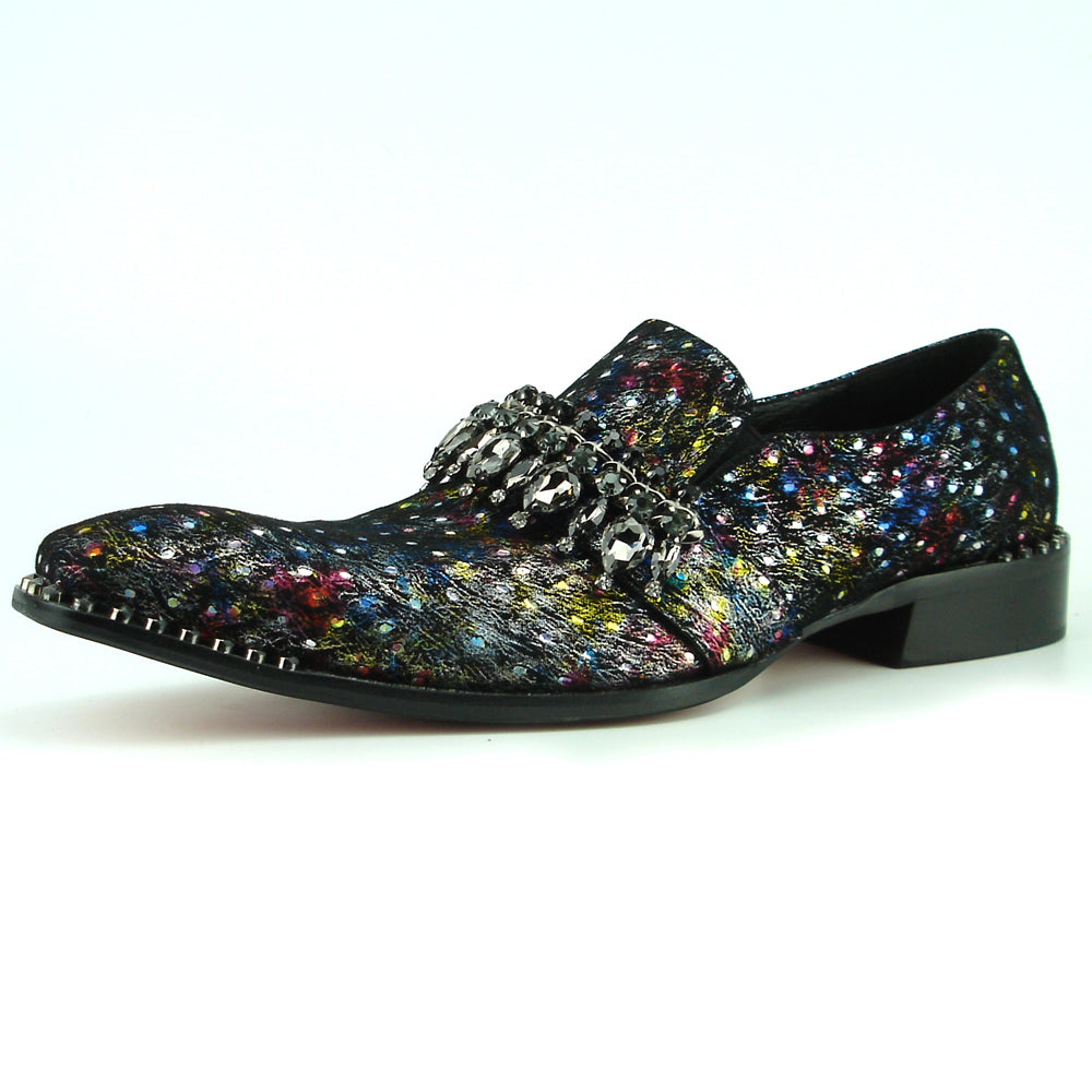 FI-7287-2 Multi Color With Rhinestones Slip on Loafer Fiesso by Aurelio Garcia