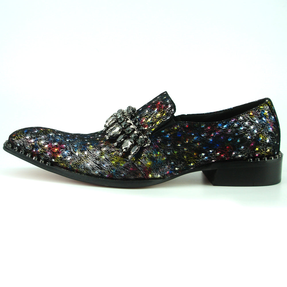 FI-7287-2 Multi Color With Rhinestones Slip on Loafer Fiesso by Aurelio Garcia