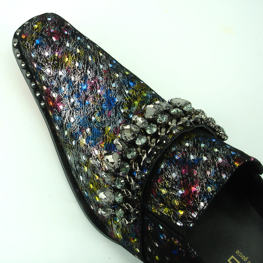 FI-7287-2 Multi Color With Rhinestones Slip on Loafer Fiesso by Aurelio Garcia
