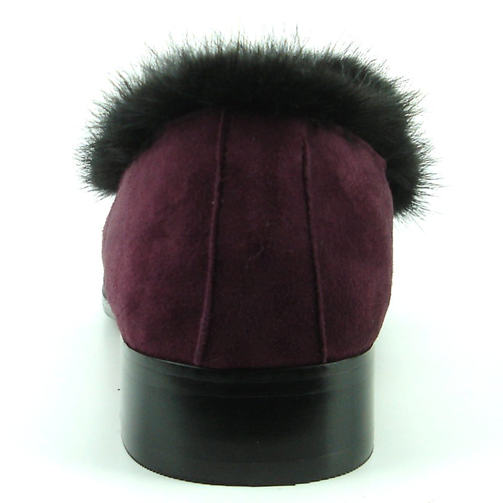 FI-7306 Burgundy Suede Black Rhinestones Ornament Slip on Fiesso by Aurelio Garcia
