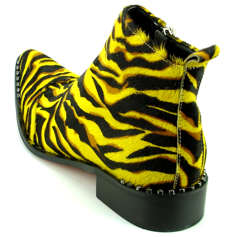 FI-7315 Black Yellow Pony Hair Zebra Boot Fiesso by Aurelio Garcia