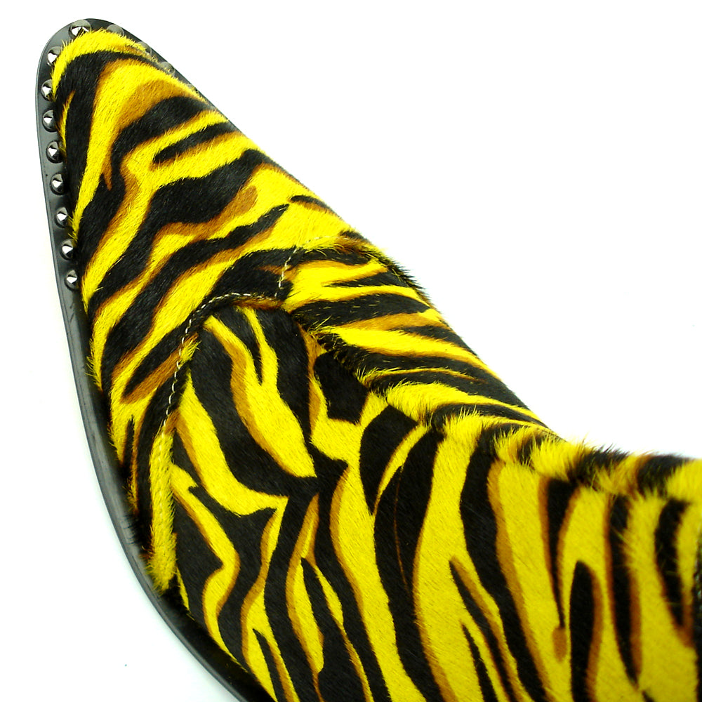 FI-7315 Black Yellow Pony Hair Zebra Boot Fiesso by Aurelio Garcia