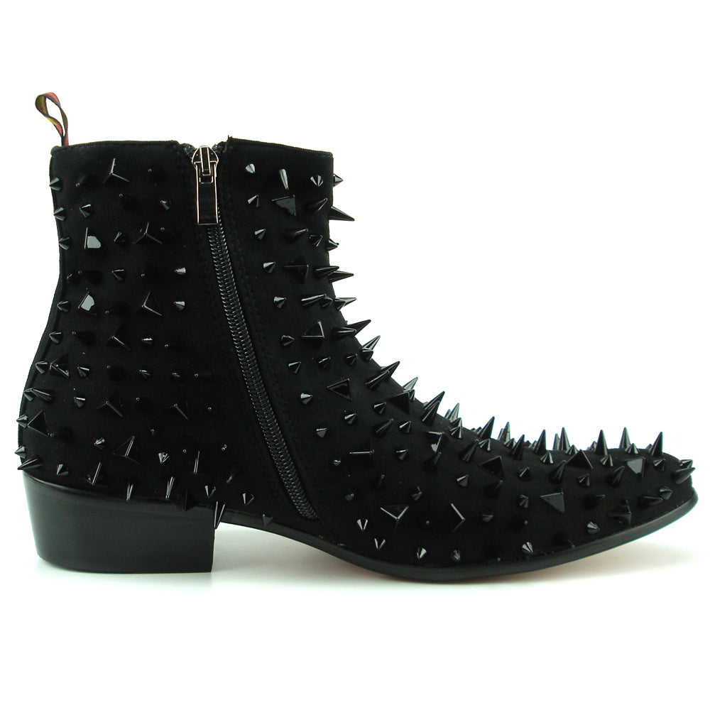 FI-7316-S Black Suede Black Spikes Boot Fiesso by Aurelio Garcia