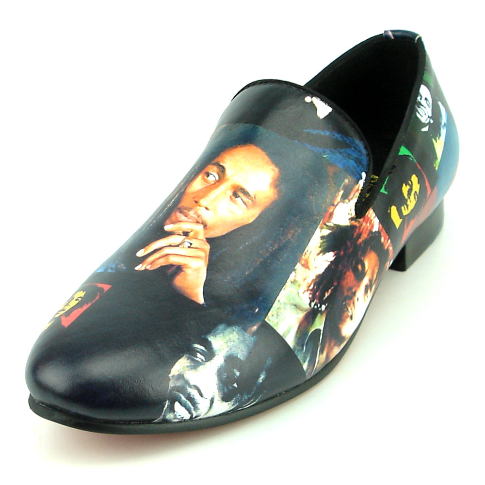 FI-7336-B Bob Marley Print Slip on Loafer Fiesso by Aurelio Garcia