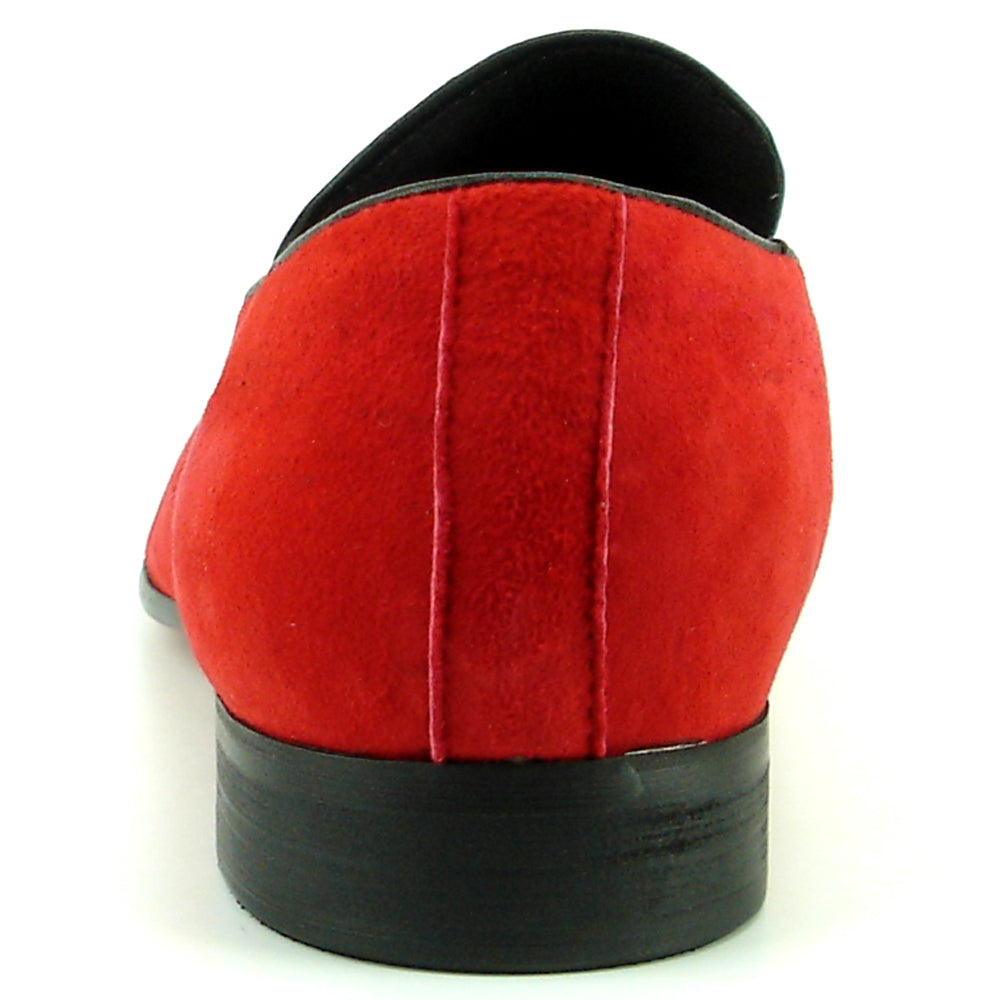 FI-7355 Red Suede Multi Color Rhinestone Ornament Slip on Fiesso by Aurelio Garcia