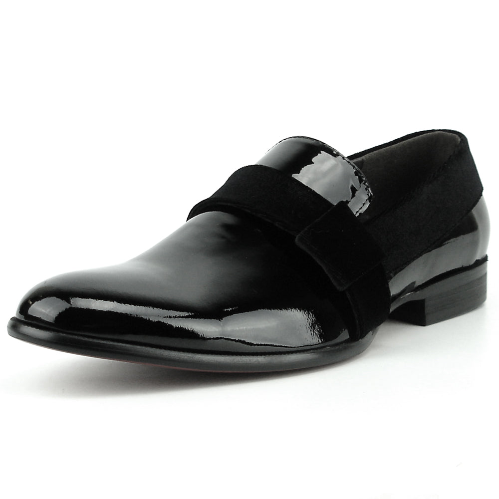 FI-7356 Black Patent Black Suede Strap Slip on Fiesso by Aurelio Garcia