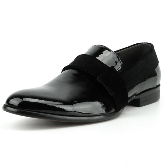 FI-7356 Black Patent Black Suede Strap Slip on Fiesso by Aurelio Garcia
