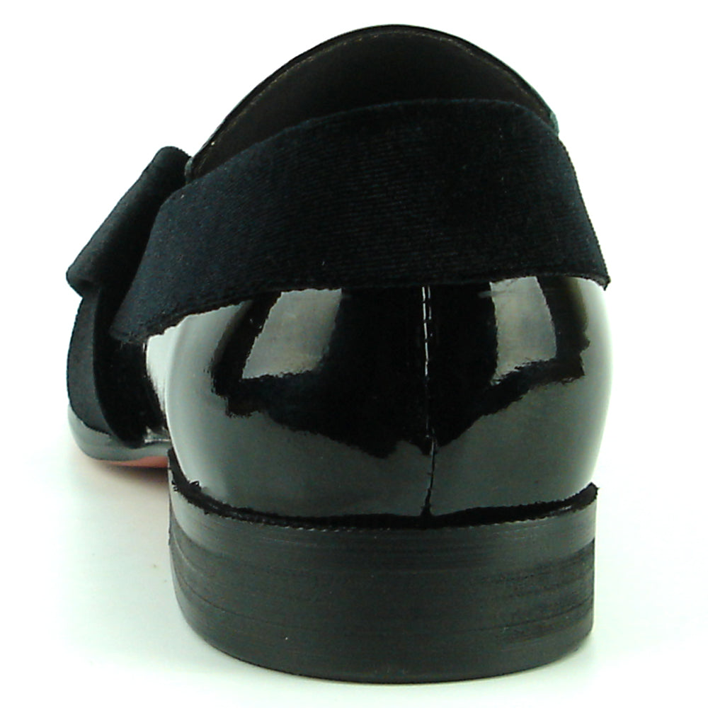 FI-7356 Black Patent Black Suede Strap Slip on Fiesso by Aurelio Garcia