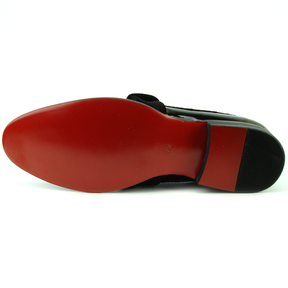 FI-7356 Black Patent Black Suede Strap Slip on Fiesso by Aurelio Garcia