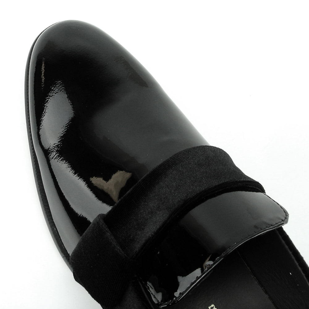 FI-7356 Black Patent Black Suede Strap Slip on Fiesso by Aurelio Garcia