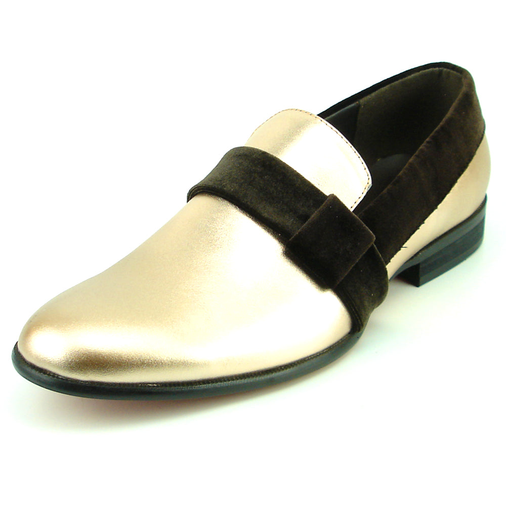 FI-7356 Gold Leather Brown Suede Strap Slip on Fiesso by Aurelio Garcia