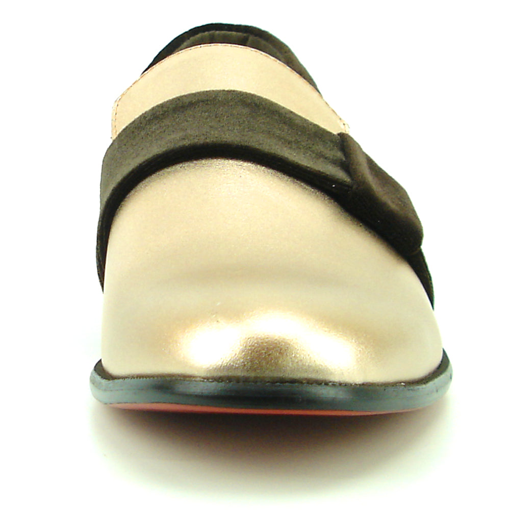 FI-7356 Gold Leather Brown Suede Strap Slip on Fiesso by Aurelio Garcia