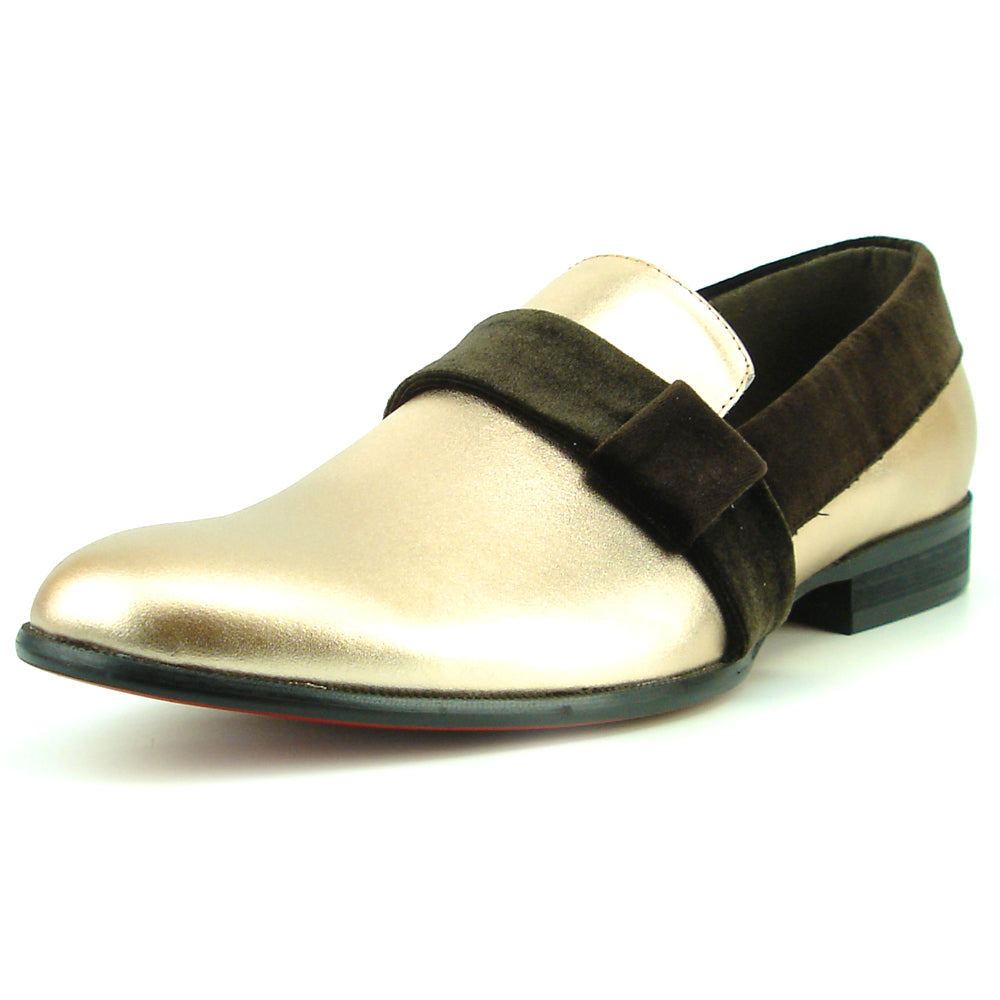 FI-7356 Gold Leather Brown Suede Strap Slip on Fiesso by Aurelio Garcia