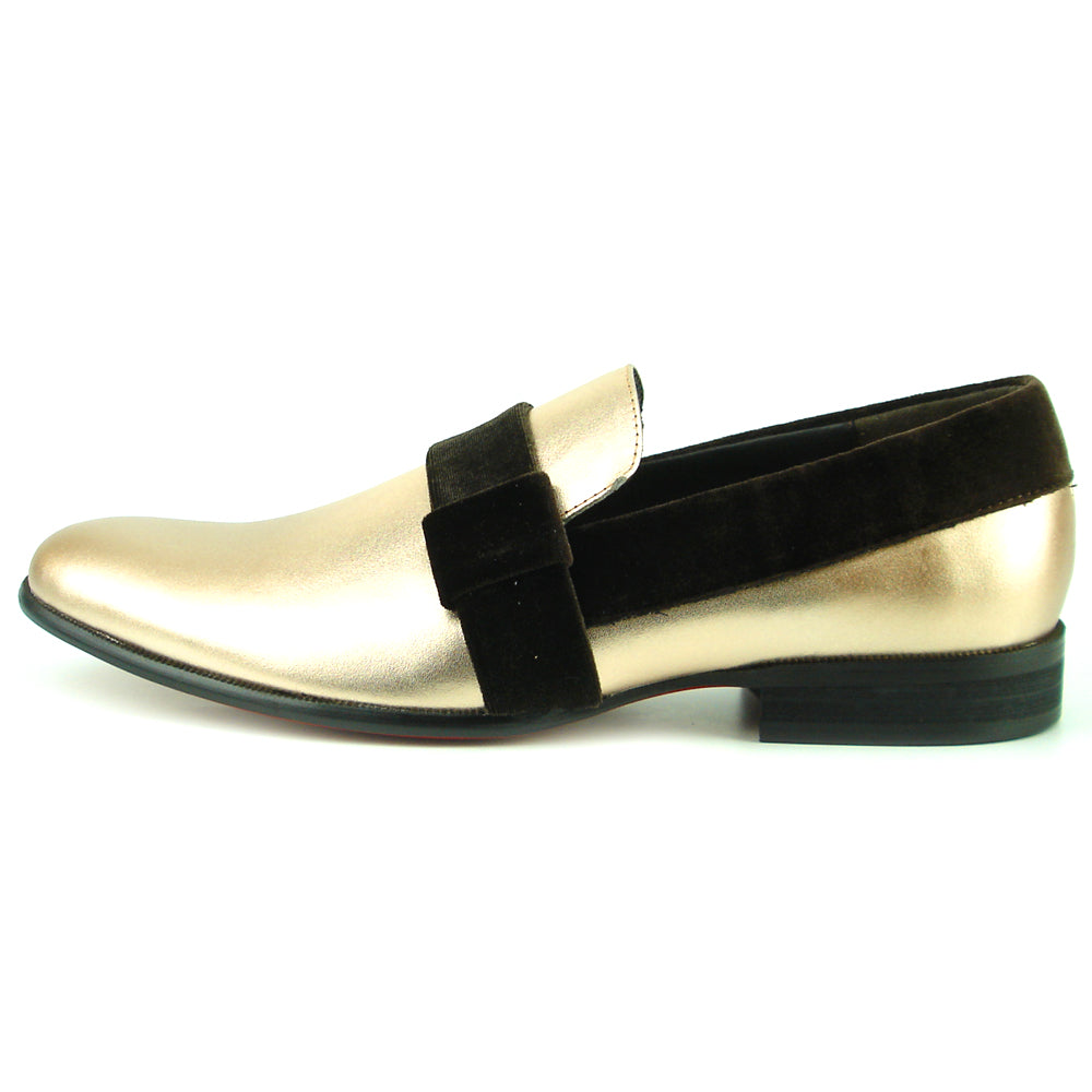 FI-7356 Gold Leather Brown Suede Strap Slip on Fiesso by Aurelio Garcia