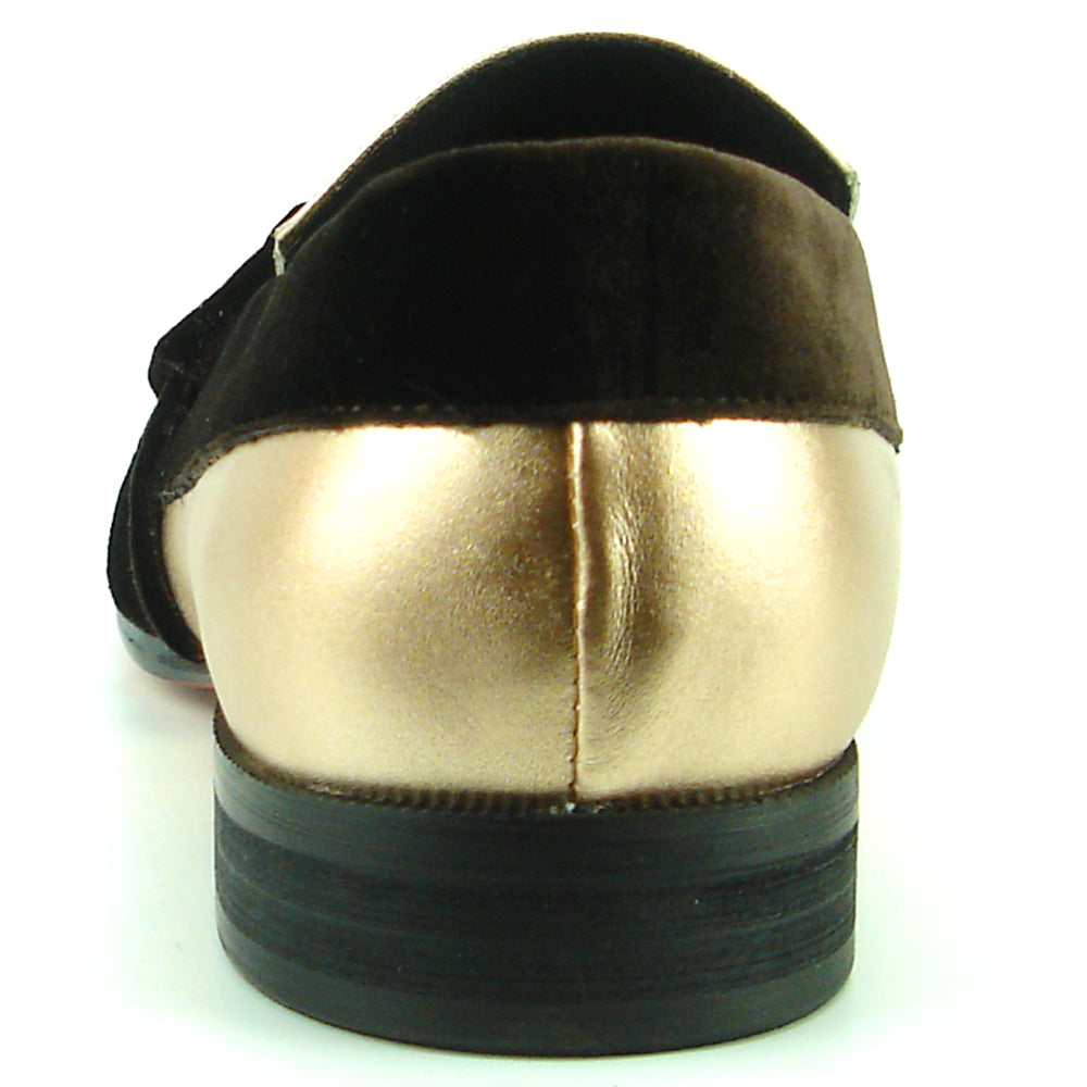 FI-7356 Gold Leather Brown Suede Strap Slip on Fiesso by Aurelio Garcia