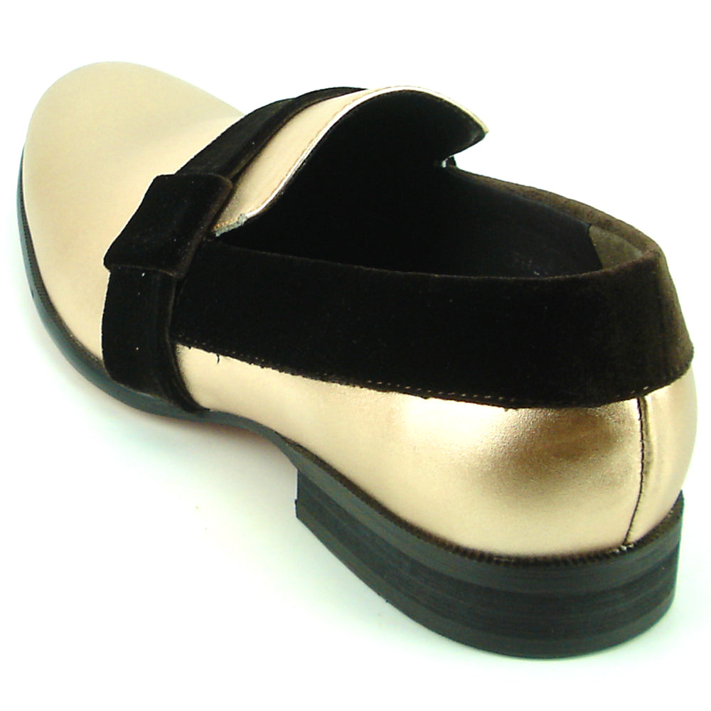 FI-7356 Gold Leather Brown Suede Strap Slip on Fiesso by Aurelio Garcia