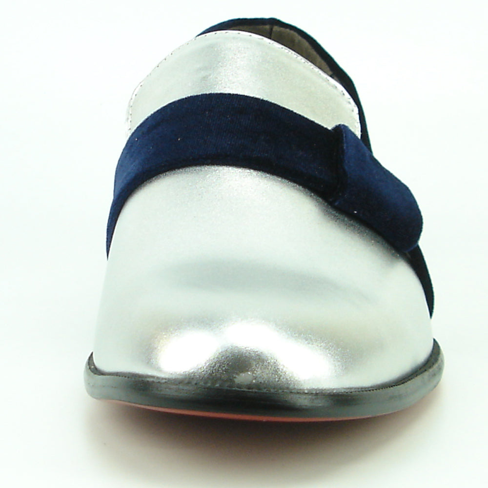 FI-7356 Silver Leather Blue Suede Strap Slip on Fiesso by Aurelio Garcia