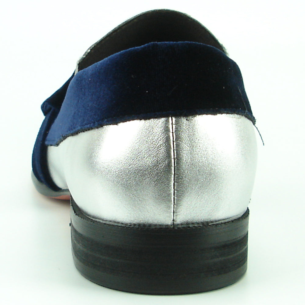 FI-7356 Silver Leather Blue Suede Strap Slip on Fiesso by Aurelio Garcia