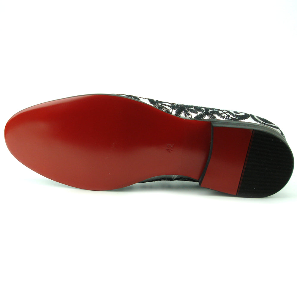 FI-7358 Silver Leather with Black Embrodery Slip on Fiesso by Aurelio Garcia