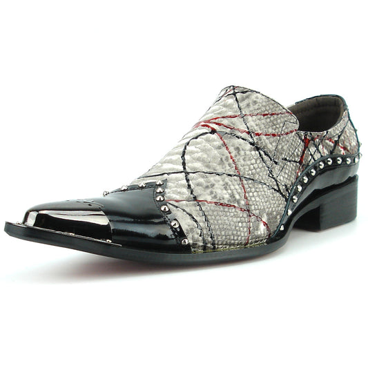 FI-7370 Multi Black Leather Slip on Metal Tip Fiesso by Aurelio Garcia