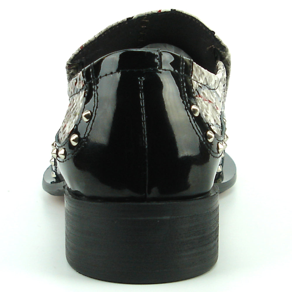 FI-7370 Multi Black Leather Slip on Metal Tip Fiesso by Aurelio Garcia