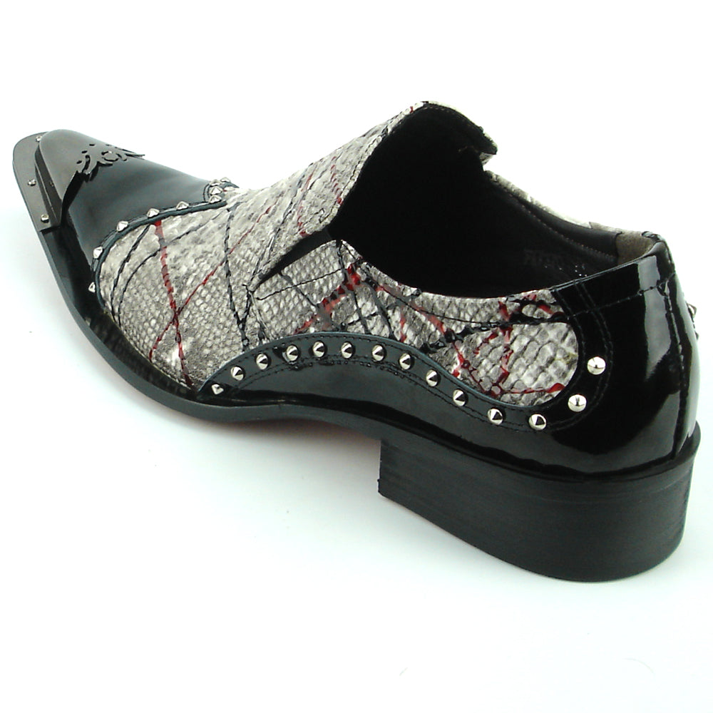 FI-7370 Multi Black Leather Slip on Metal Tip Fiesso by Aurelio Garcia
