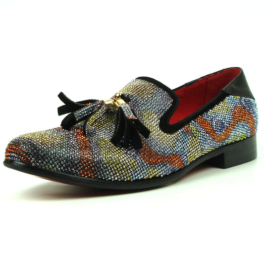 FI-7390 Multi color Rhinestones Slip on with Tassel Fiesso by Aurelio Garcia