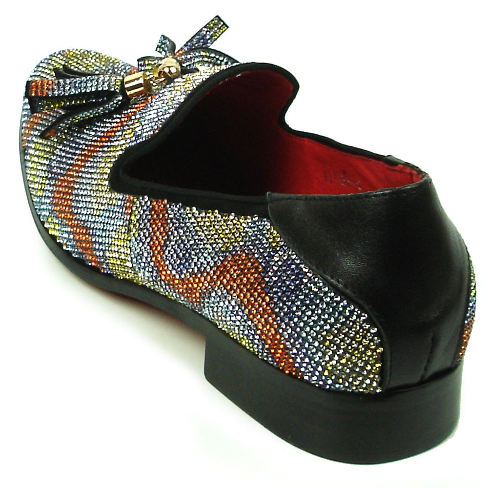 FI-7390 Multi color Rhinestones Slip on with Tassel Fiesso by Aurelio Garcia