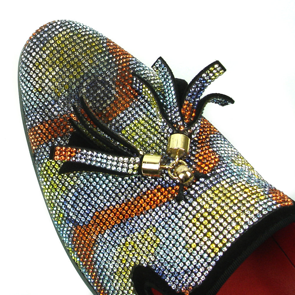 FI-7390 Multi color Rhinestones Slip on with Tassel Fiesso by Aurelio Garcia