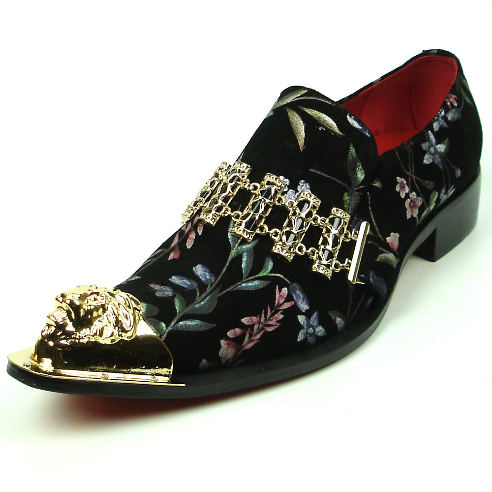 FI-7394 Floral Multicolor Leather Slip on Metal Tip Fiesso by Aurelio Garcia