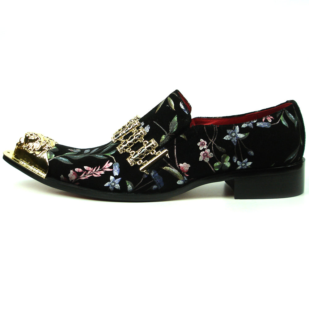 FI-7394 Floral Multicolor Leather Slip on Metal Tip Fiesso by Aurelio Garcia