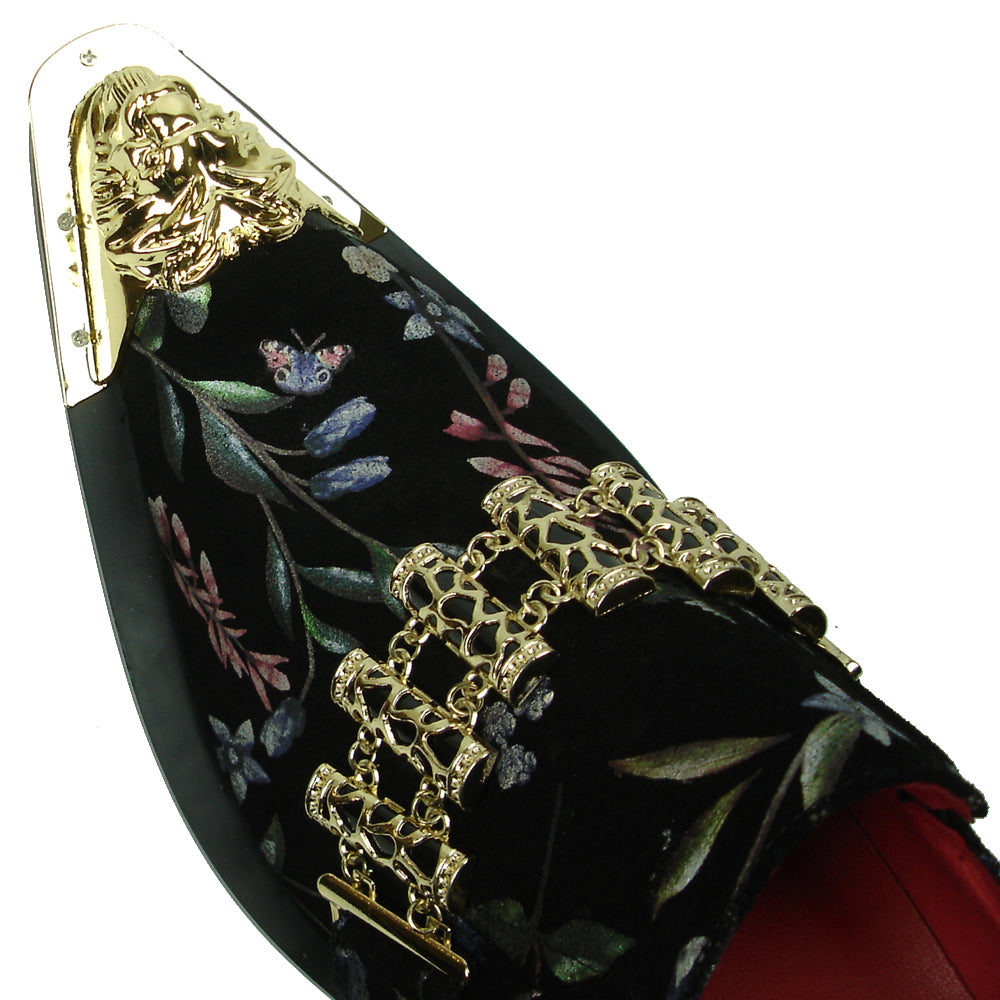 FI-7394 Floral Multicolor Leather Slip on Metal Tip Fiesso by Aurelio Garcia