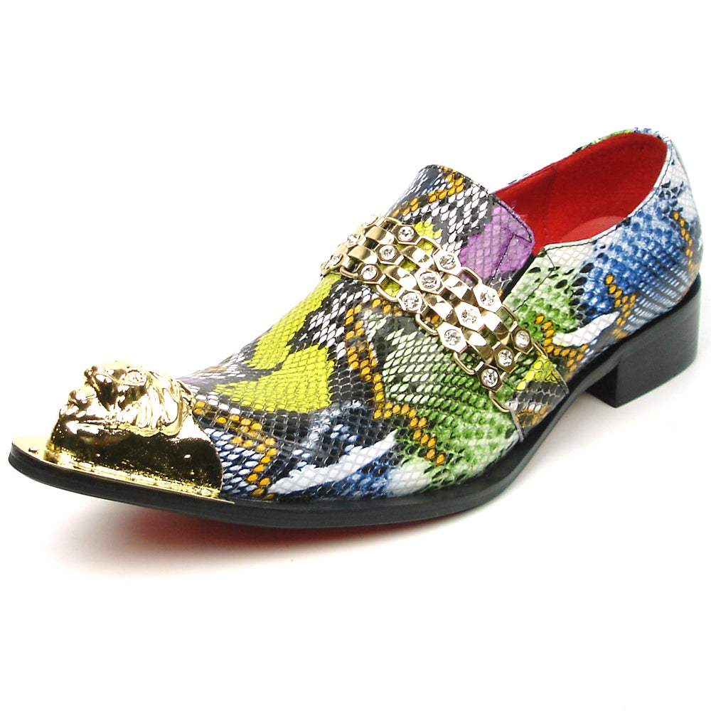FI-7395 Python Multicolor Leather Slip on Metal Tip Fiesso by Aurelio Garcia