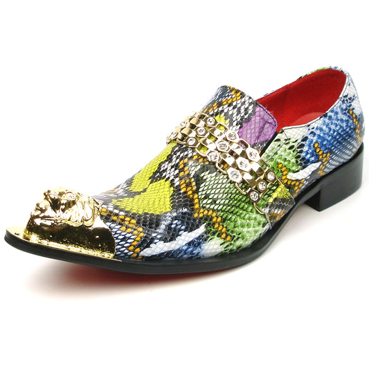 FI-7395 Python Multicolor Leather Slip on Metal Tip Fiesso by Aurelio Garcia