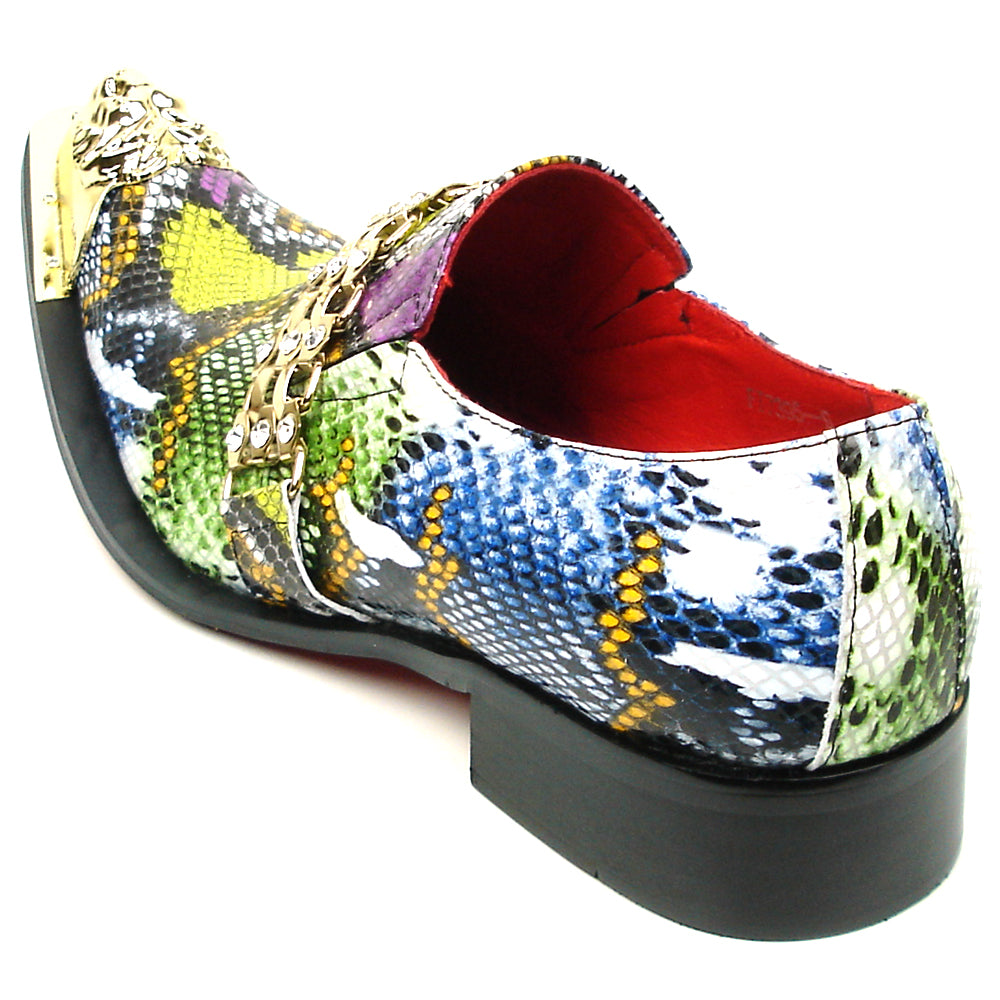 FI-7395 Python Multicolor Leather Slip on Metal Tip Fiesso by Aurelio Garcia