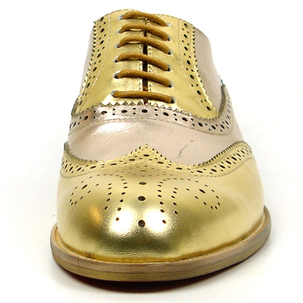 FI-7400 Gold Leather Wingtip Lace up Fiesso by Aurelio Garcia