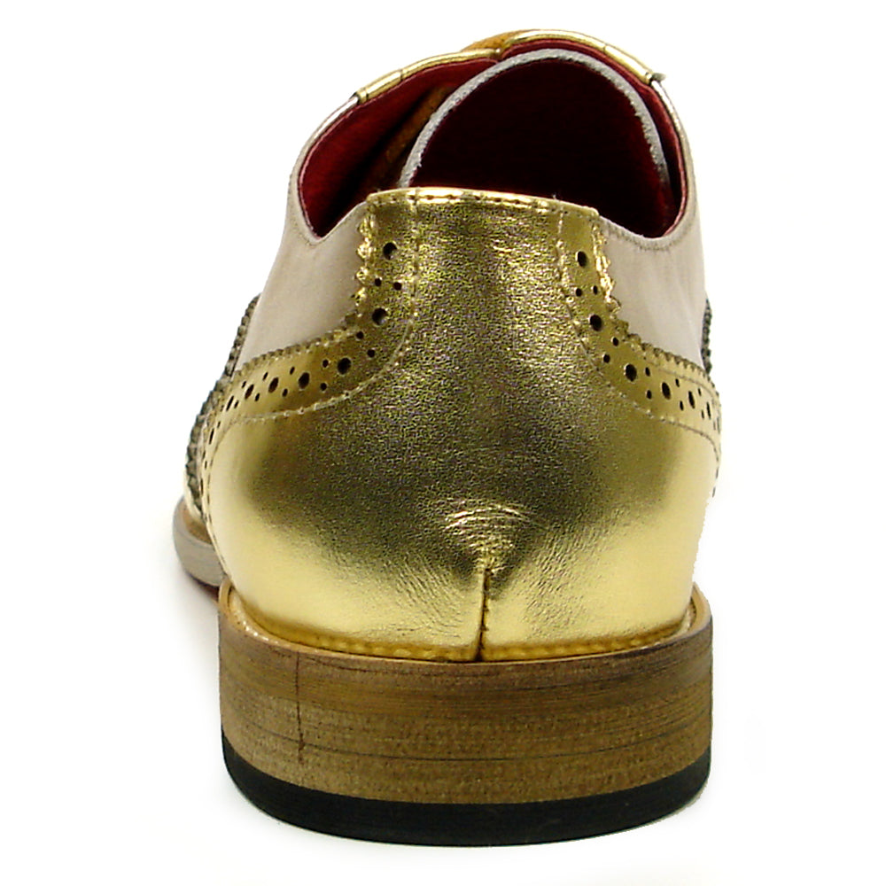FI-7400 Gold Leather Wingtip Lace up Fiesso by Aurelio Garcia