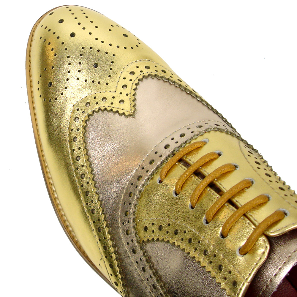 FI-7400 Gold Leather Wingtip Lace up Fiesso by Aurelio Garcia