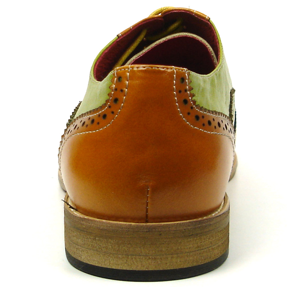 FI-7400 Brown Green Leather Wingtip Lace up Fiesso by Aurelio Garcia