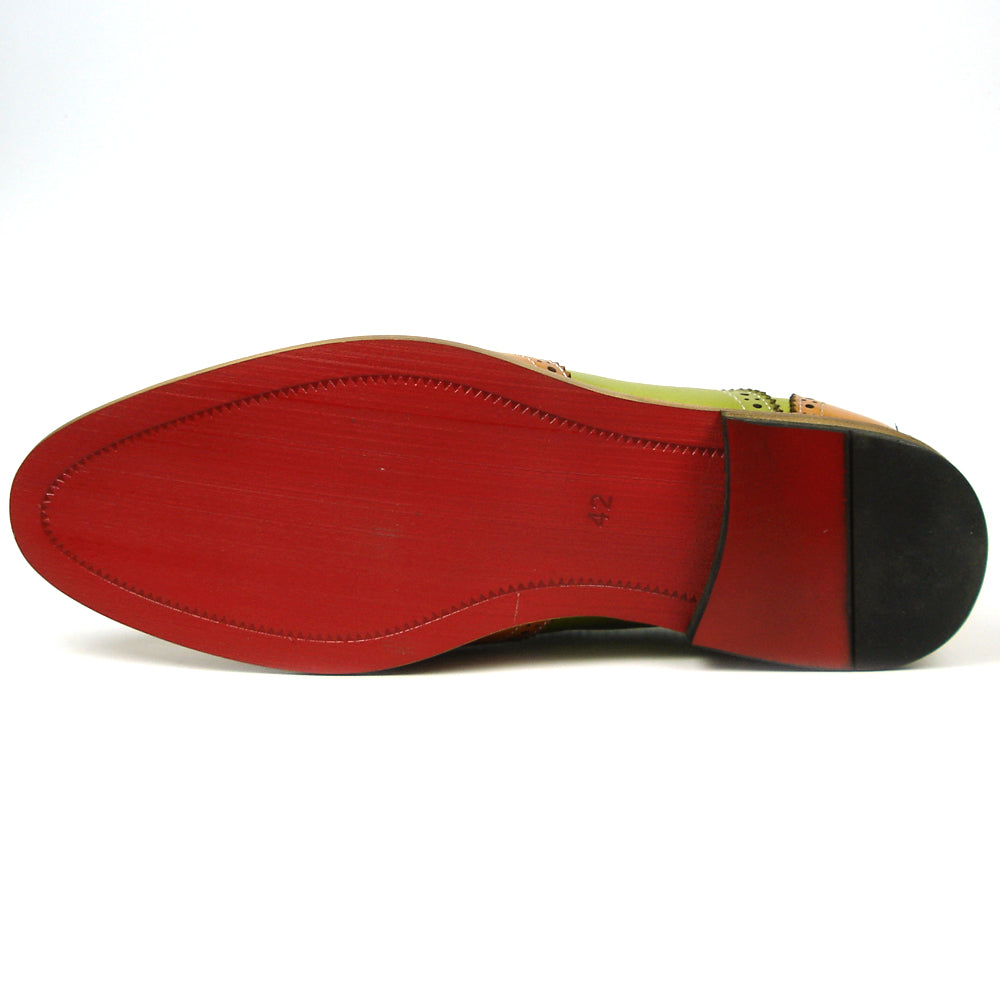 FI-7400 Brown Green Leather Wingtip Lace up Fiesso by Aurelio Garcia