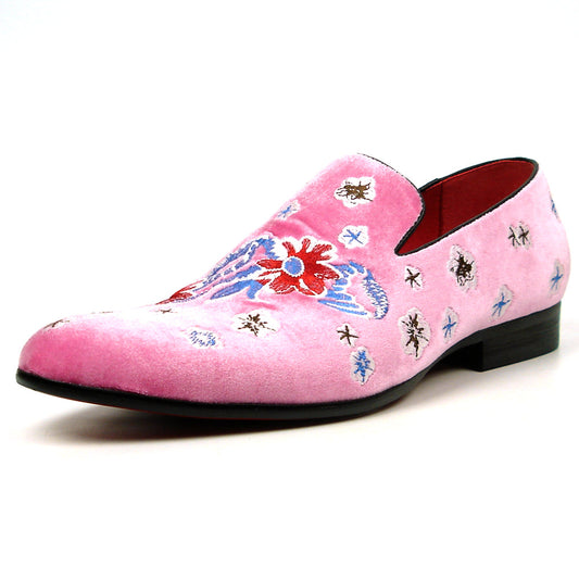 FI-7413 Pink Suede Flowers Embroidered Fiesso by Aurelio Garcia Loafer