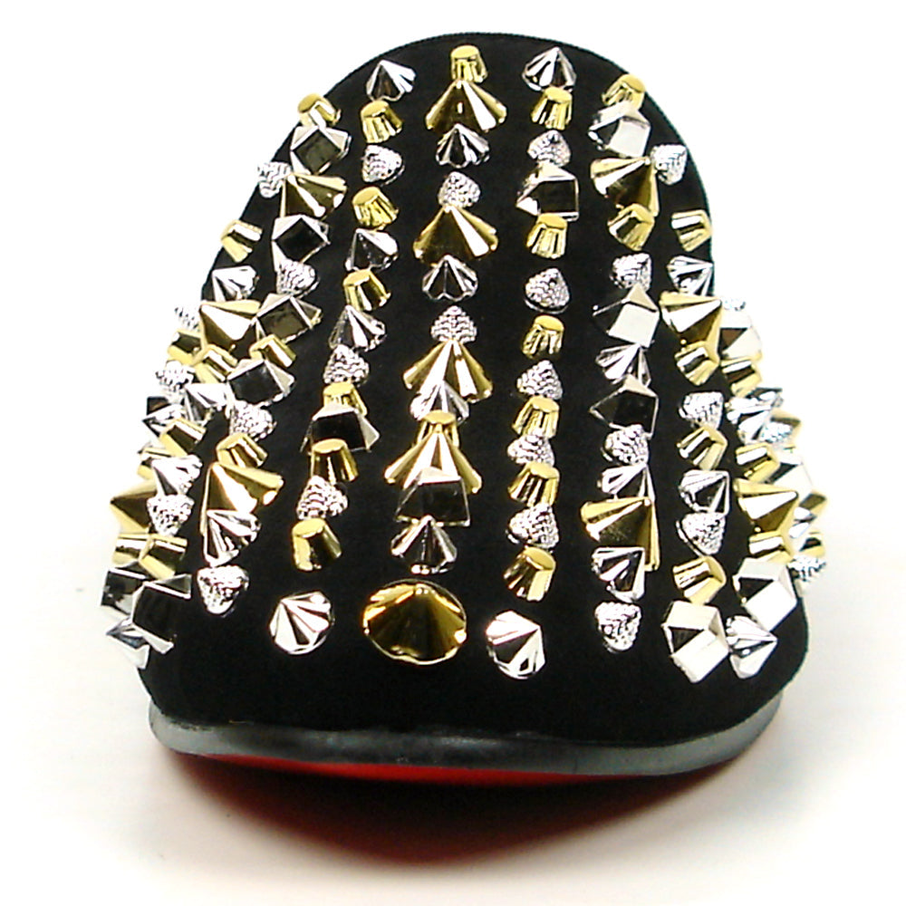 FI-7418 Black Suede Black Silver Studs Fiesso by Aurelio Garcia Mens Sandals