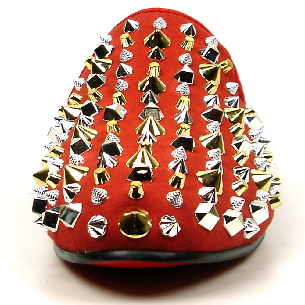 FI-7418 Red Suede Gold Silver Studs Fiesso by Aurelio Garcia Mens Sandals
