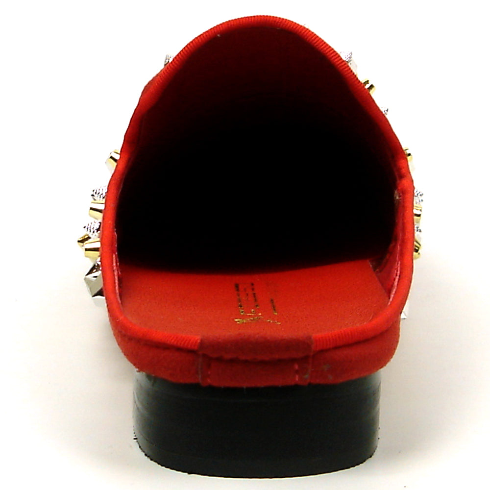 FI-7418 Red Suede Gold Silver Studs Fiesso by Aurelio Garcia Mens Sandals