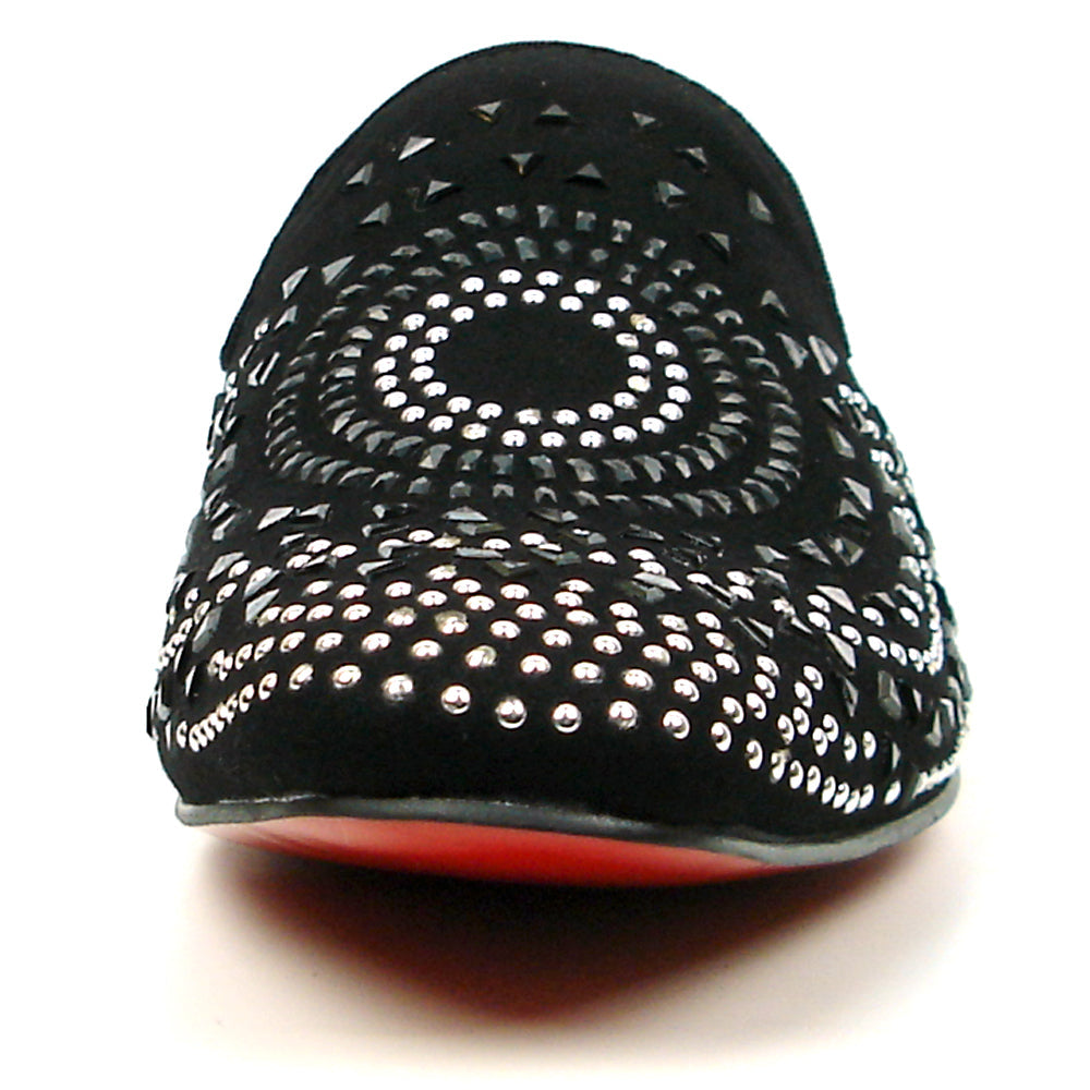 FI-7420 Black Suede Black Silver Rhinestones Fiesso by Aurelio Garcia Sandals