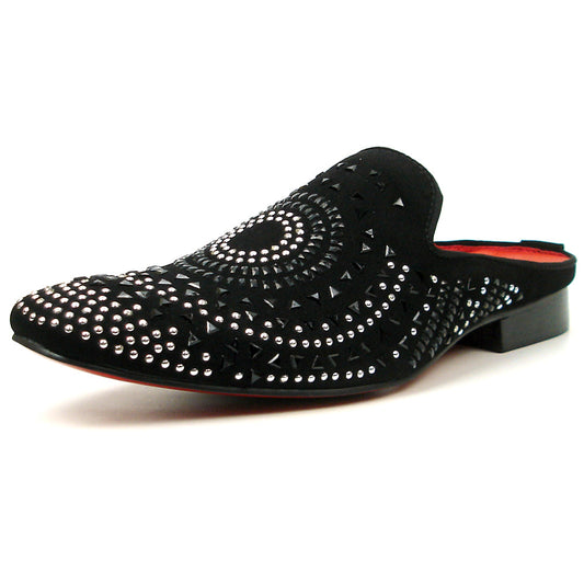 FI-7420 Black Suede Black Silver Rhinestones Fiesso by Aurelio Garcia Sandals