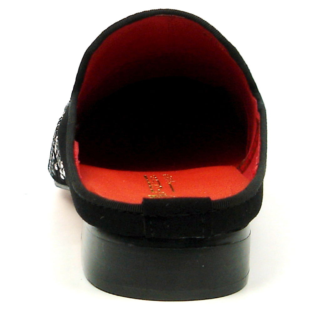 FI-7420 Black Suede Black Silver Rhinestones Fiesso by Aurelio Garcia Sandals