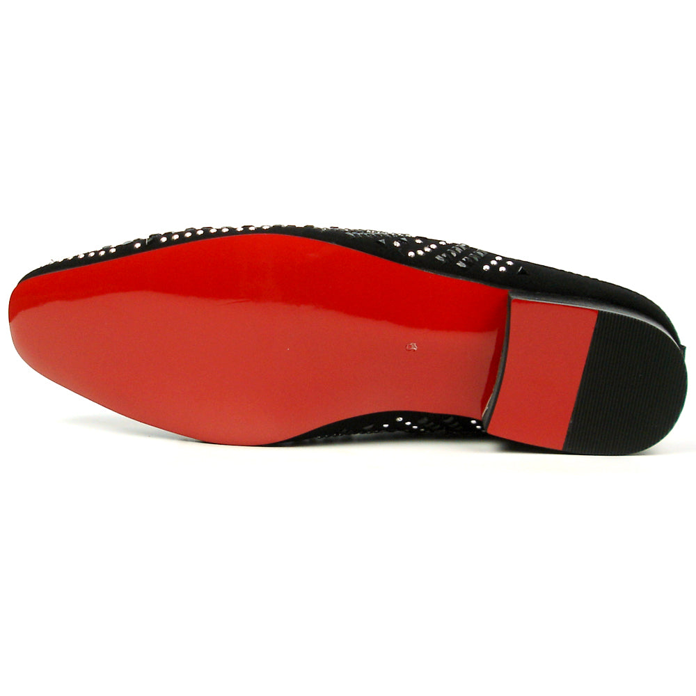 FI-7420 Black Suede Black Silver Rhinestones Fiesso by Aurelio Garcia Sandals